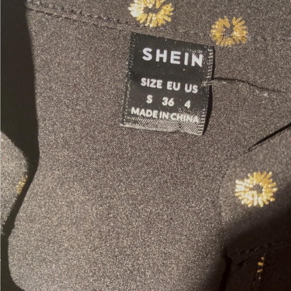 SHEIN Black Blouse with Gold Floral Accents - Picture 6 of 8